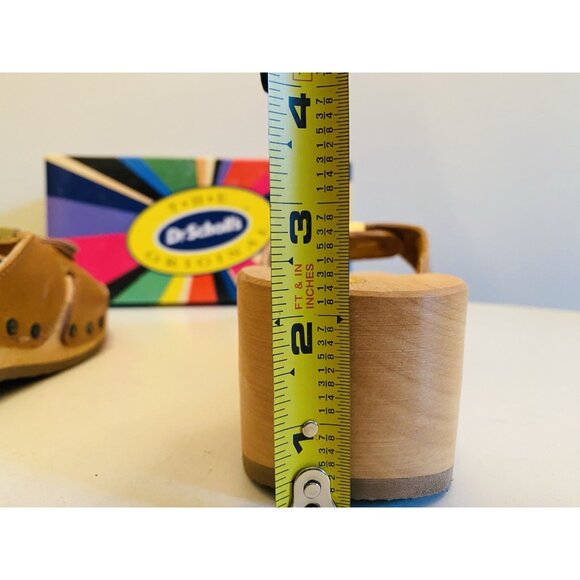 Dr Scholls Women Size 10 M Wood Exercise Clog Sandal Tan Leather Slide Shoe New - Picture 13 of 15